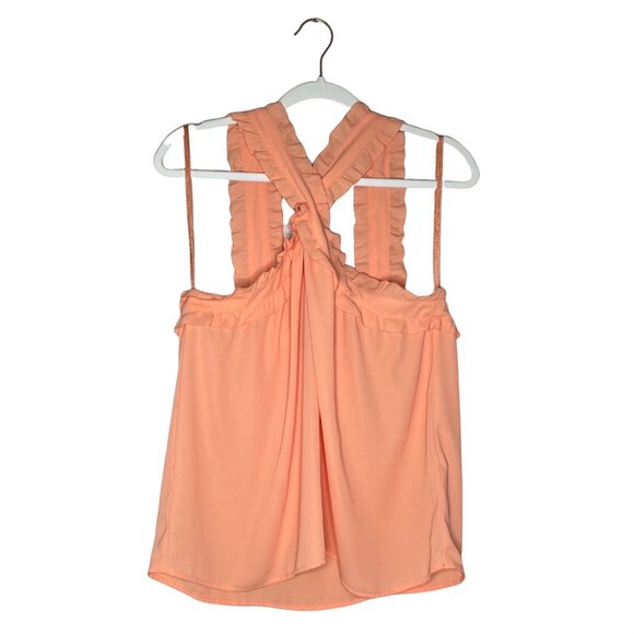 J. Crew Drapey Wrap Front Top Size 12 Coral Sleeveless Sleeveless Dressy Halter - Picture 2 of 9